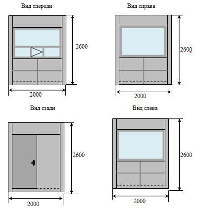 Размеры поста охраны объекта 2000х2000х2500 Тип ПО-1Р с отделкой фасадными металлическими панелями